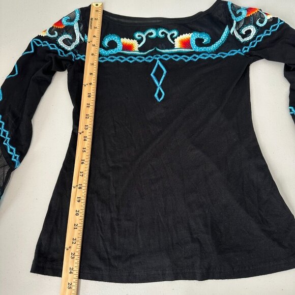 Vintage Collection Mesh Top Small Black Butterfly Embroidered Whimsigoth - Picture 7 of 9